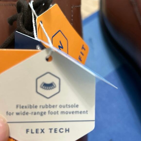 Nunn Bush Cognac Brown Leather Plain Toe Lace Up Oxford 9 Wide Memory Foam - Picture 12 of 14